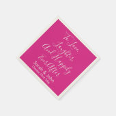 Hellrosa Personalisierte Script-Hochzeitsempfehlun Serviette (Ecke)