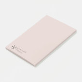Hellrosa personalisiertes Monogramm Persönlich Post-it Klebezettel (angewinkelt)