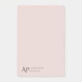 Hellrosa personalisiertes Monogramm Persönlich Post-it Klebezettel (Vorderseite)