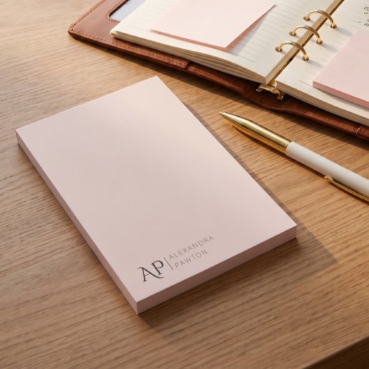 Hellrosa personalisiertes Monogramm Persönlich Post-it Klebezettel