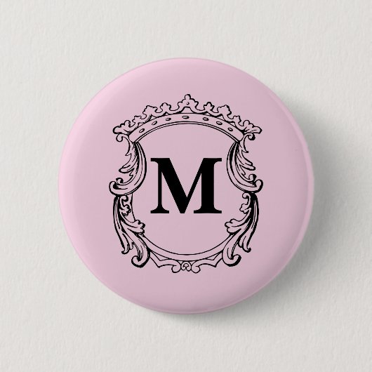 Hellrosa personalisiertes Monogrammwappen Button (Vorderseite)