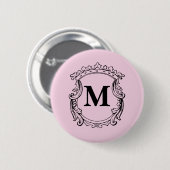 Hellrosa personalisiertes Monogrammwappen Button (Vorne & Hinten)