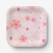 Hellrosa Pfirsichfarben Blume Power Square Pappteller (Vorderseite)