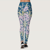 Hellrosa Pflaumen auf dunkelblau, botanisch, flora Leggings (Rückseite)