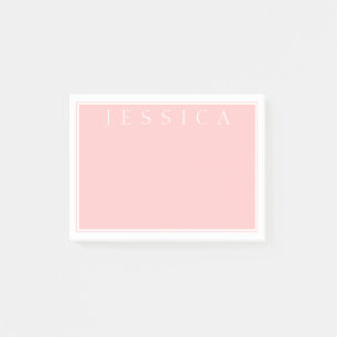 Hellrosa Pink Ihr Name in Weiß Post-it Klebezettel