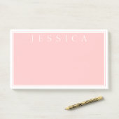 Hellrosa Pink | Ihr Name Post-it Klebezettel (Auf Schreibtisch)