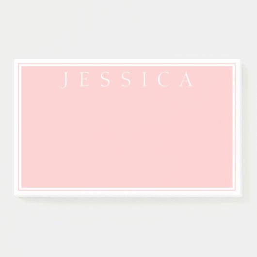 Hellrosa Pink | Ihr Name Post-it Klebezettel (Vorderseite)