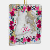 Hellrosa Poinsettia auf Marmor Nana Keramikornament (Rechts)