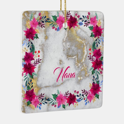 Hellrosa Poinsettia auf Marmor Nana Keramikornament (Rechts)