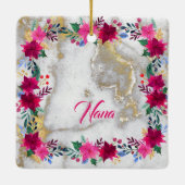 Hellrosa Poinsettia auf Marmor Nana Keramikornament (Rückseite)