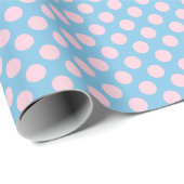 Hellrosa Polka Dot auf blauem Wrapping Paper Geschenkpapier (Rolleneckpunkt)