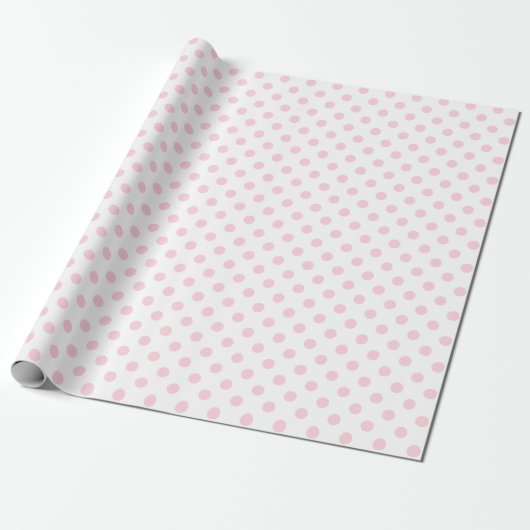 Hellrosa Polka-Dot auf weißem Mittelraum Geschenkpapier (Ungerollt)