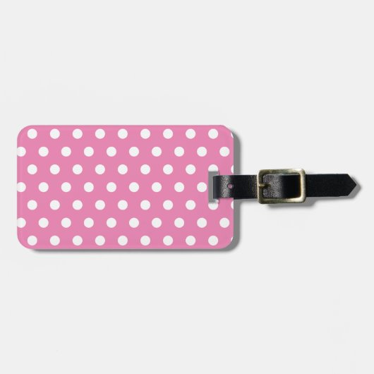 Hellrosa Polka Dot Gepäckanhänger (Vorderseite horizontal)