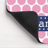 Hellrosa Polka Dot Muster Blaue Banner Mousepad (Ecke)