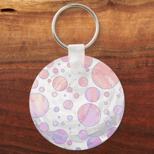 Hellrosa Polka Dot Muster Schlüsselanhänger (Vorderseite)