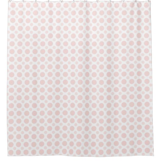 Hellrosa Polka Dot Pastell Rosa und Weiß Duschvorhang (Vorderseite)