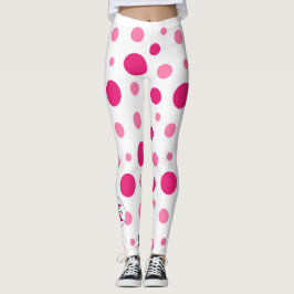 Hellrosa Polka Dots Individuelle Name und Monogram Leggings