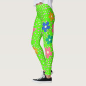 Hellrosa Polka Punkte und Blume Leggings (Links)