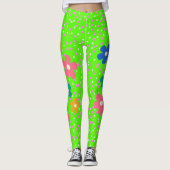 Hellrosa Polka Punkte und Blume Leggings (Vorderseite)