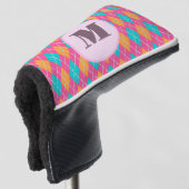 Hellrosa Preppy-Raute, kundenspezifische Monogramm Golf Headcover (3/4 Vorderseite)