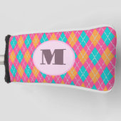 Hellrosa Preppy-Raute, kundenspezifische Monogramm Golf Headcover (Vorderseite)