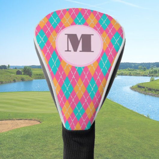 Hellrosa Preppy-Raute, kundenspezifische Monogramm Golf Headcover