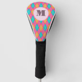 Hellrosa Preppy-Raute, kundenspezifische Monogramm Golf Headcover (Vorderseite)