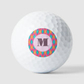 Hellrosa Preppy-Raute, kundenspezifische Monogramm Golfball (Vorderseite)