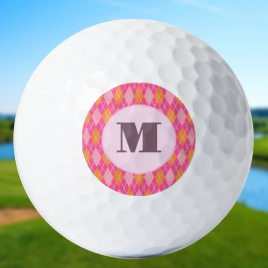 Hellrosa Preppy-Raute, kundenspezifische Monogramm Golfball