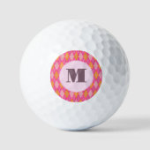 Hellrosa Preppy-Raute, kundenspezifische Monogramm Golfball (Vorderseite)