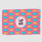 Hellrosa Preppy-Raute, kundenspezifische Monogramm Golfhandtuch (Horizontal)