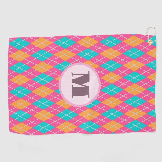 Hellrosa Preppy-Raute, kundenspezifische Monogramm Golfhandtuch (Horizontal)