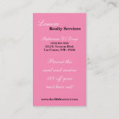 Hellrosa Punkt Pokadot Geschäfts-Karte des Visitenkarte (Rückseite)