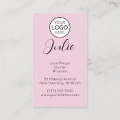 Hellrosa QR-Code, Logo und Foto-Make-up Visitenkarte (Rückseite)
