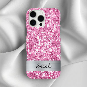 Hellrosa Quadrat Glitzer Shimmer Strip Foil iPhone 16 Pro Max Hülle
