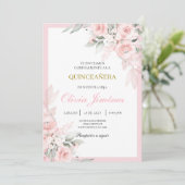 Hellrosa Quinceañera Einladung (Stehend Vorderseite)