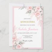 Hellrosa Quinceañera Einladung (Vorderseite)