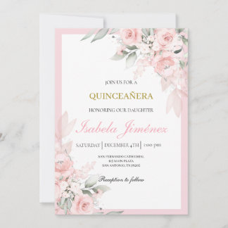 Hellrosa Quinceañera Einladung