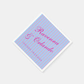 Hellrosa Retro Blau Rosa Streifen Hochzeit Serviette (Ecke)