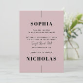 Hellrosa Rosa Elegante minimalistische Hochzeit QR Einladung (Stehend Vorderseite)