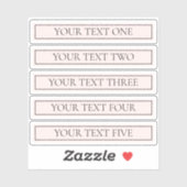 Hellrosa Rosa Streifen und eleganter bearbeitbarer Aufkleber (Blatt)