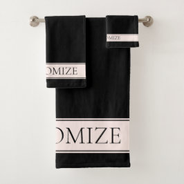 Hellrosa Rosa Streifen und eleganter bearbeitbarer Badhandtuch Set