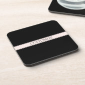 Hellrosa Rosa Streifen und eleganter bearbeitbarer Getränkeuntersetzer (Linke Seite)