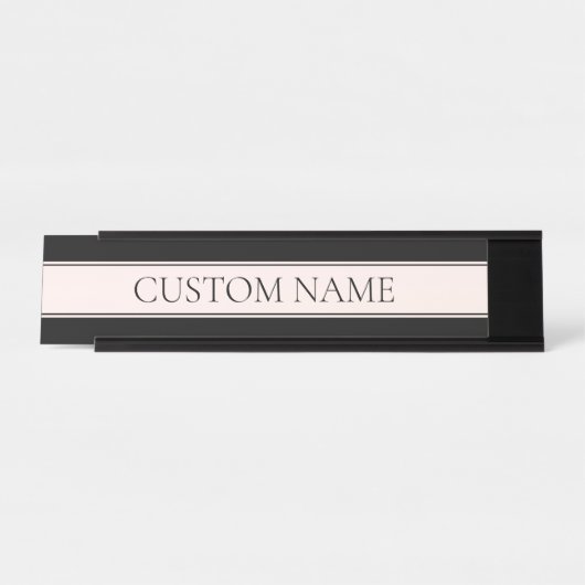 Hellrosa Rosa Streifen und eleganter bearbeitbarer Schreibtischnamensplakette (Vorderseite )