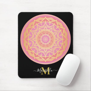 Hellrosa, Rosarot und Gold Boho Mandala Mousepad