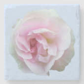 Hellrosa Rose auf hellblau Steinuntersetzer (Vorderseite)