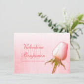 Hellrosa Rose Bud Hochzeit Einladungen (Stehend Vorderseite)