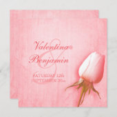 Hellrosa Rose Bud Square Einladung (Vorne/Hinten)