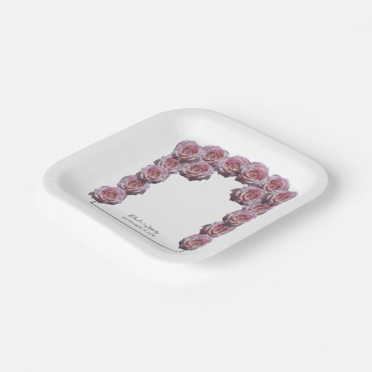 Hellrosa Rose Hochzeit Pappteller (Gewinkelt)