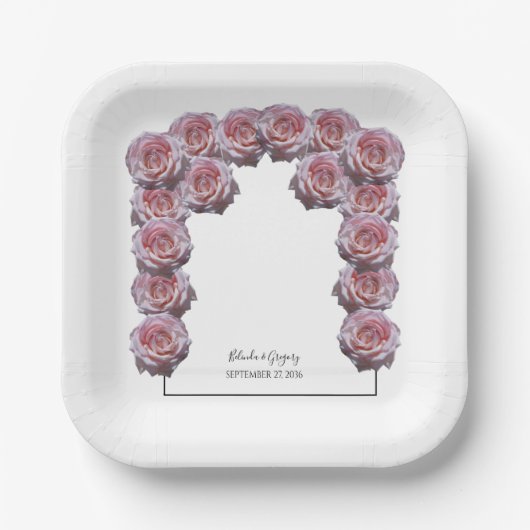 Hellrosa Rose Hochzeit Pappteller (Vorderseite)
